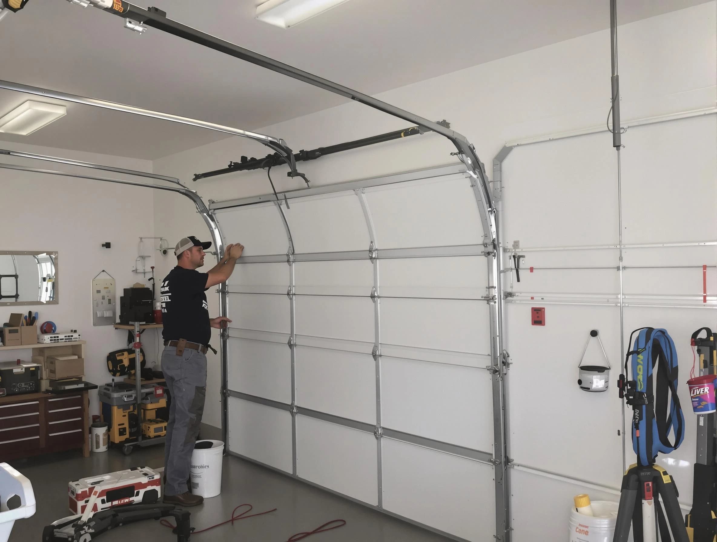 Snellville Garage Door Repair team installing new garage door in Snellville
