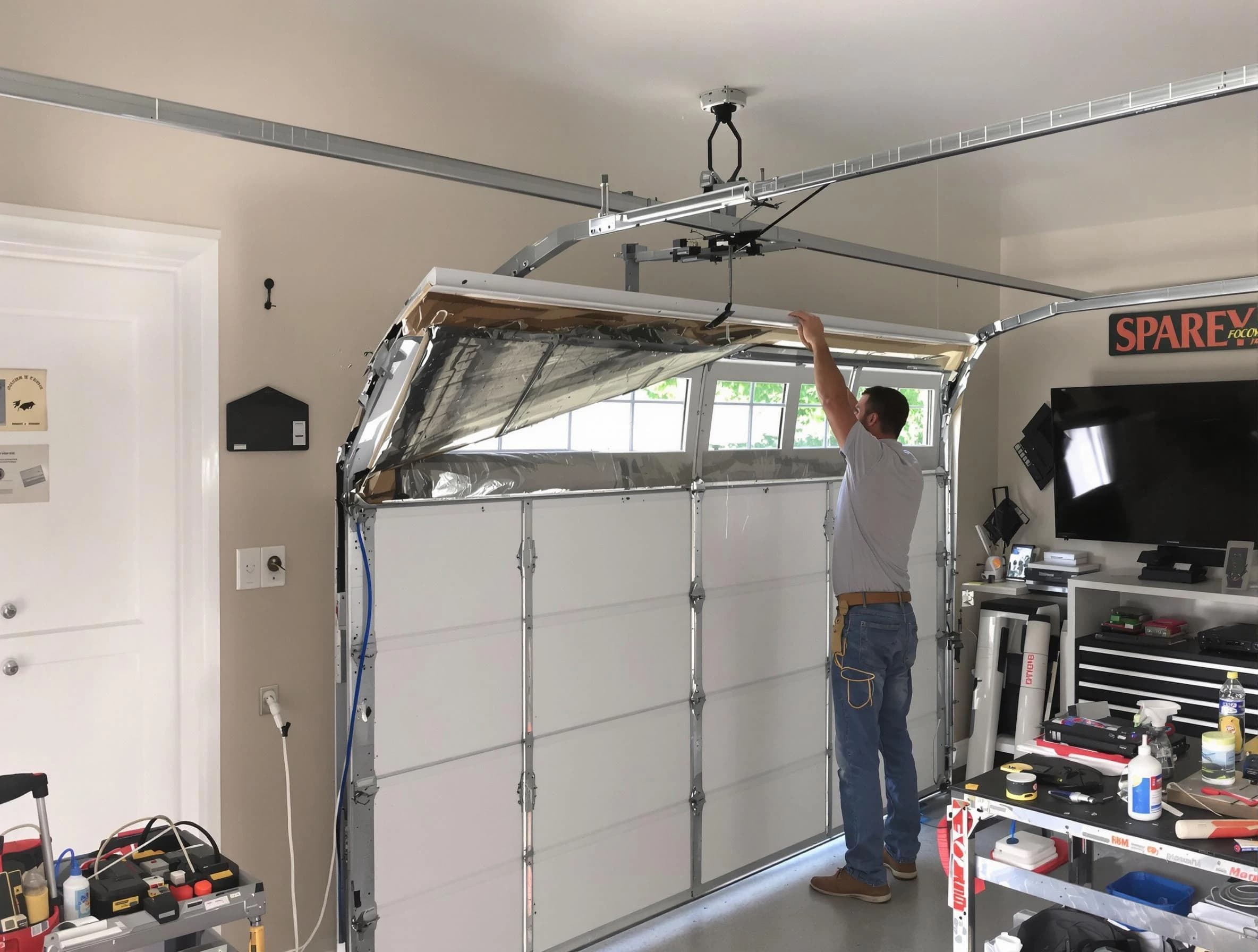 Garage door section replacement by Snellville Garage Door Repair in Snellville