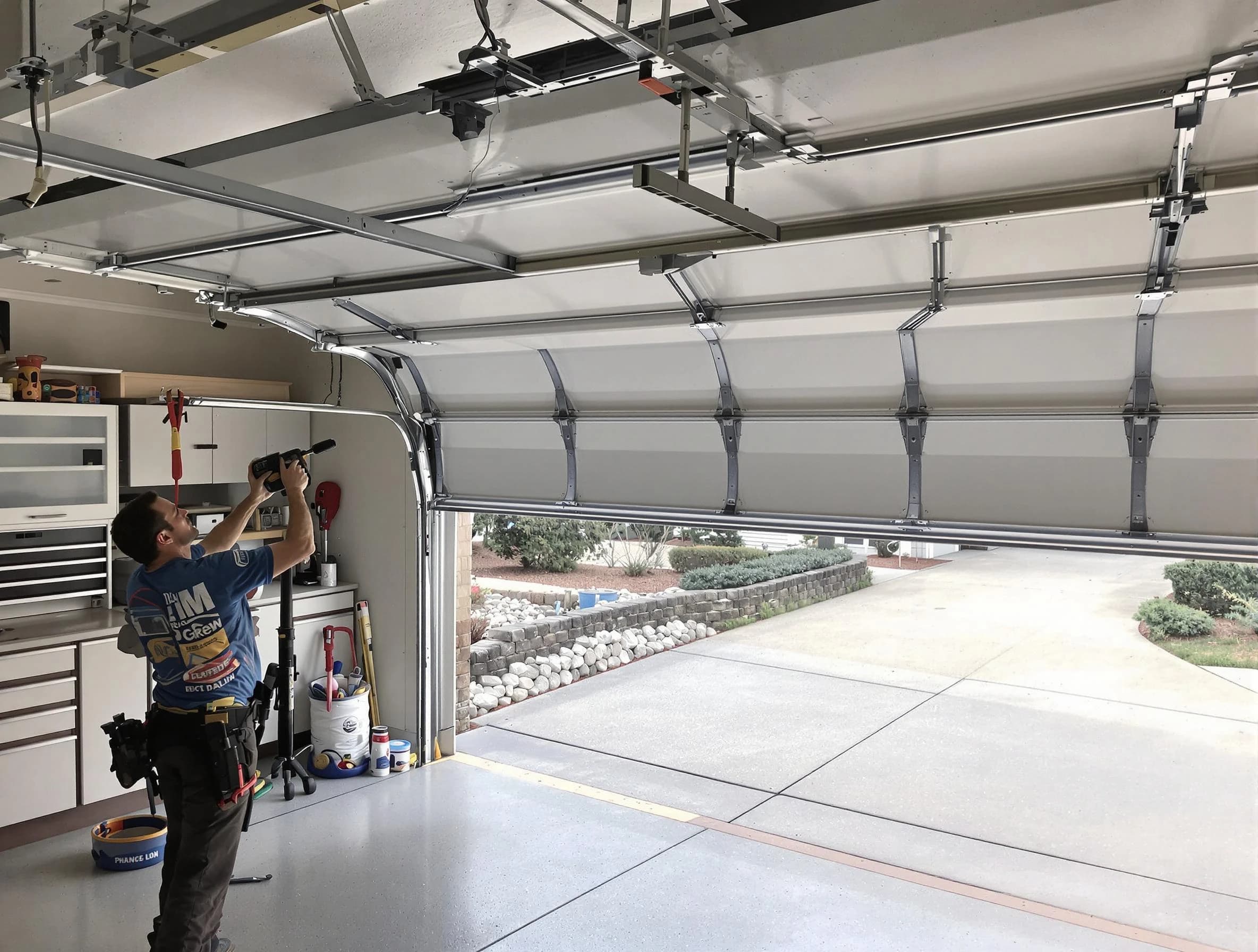 Garage door track repair service by Snellville Garage Door Repair in Snellville