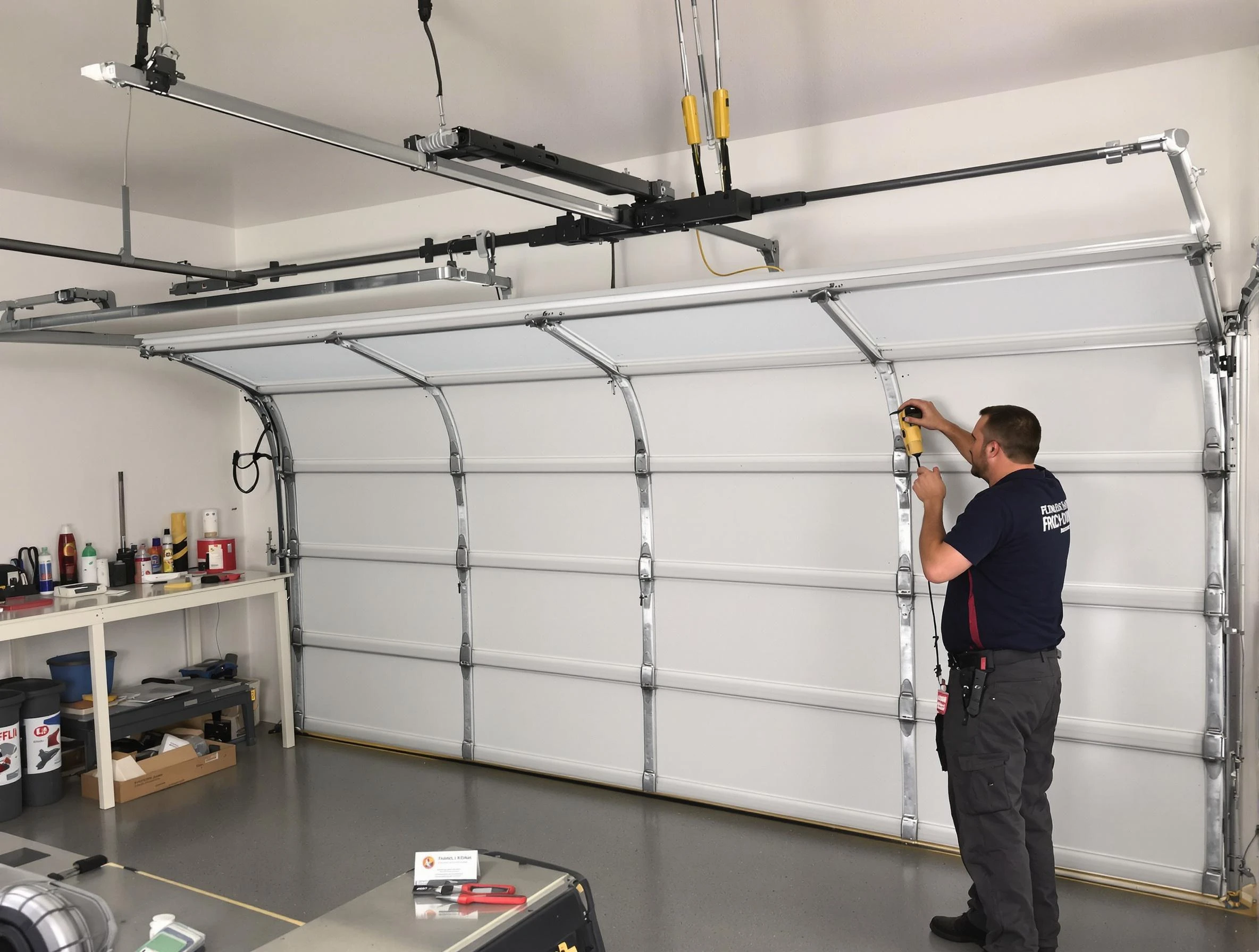 Snellville Garage Door Repair certified technician performing overhead door system repair in Snellville