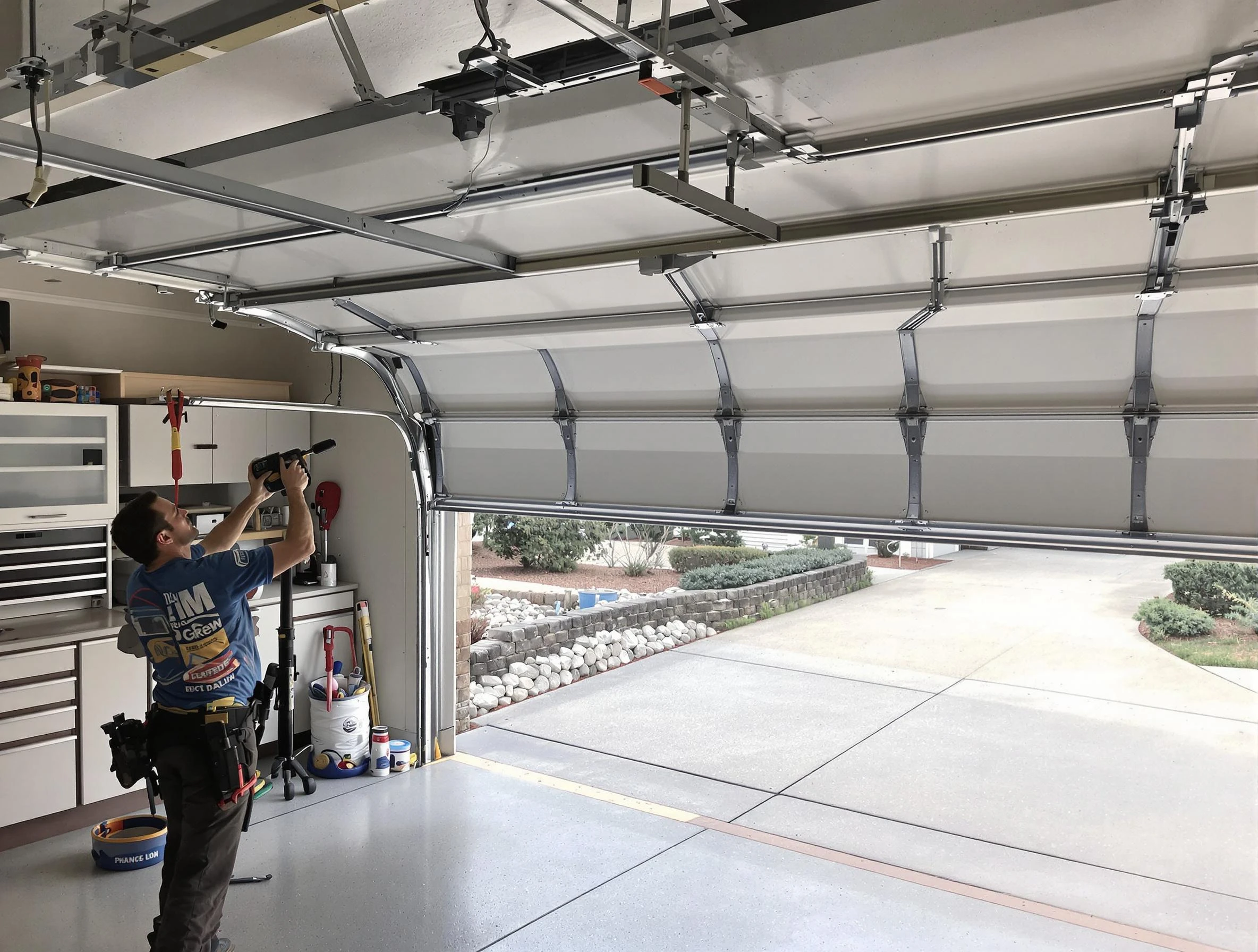 Garage door track repair service by Snellville Garage Door Repair in Snellville